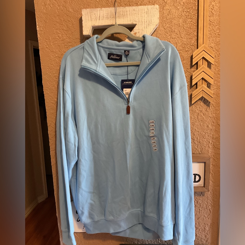 Men’s Jack Nicklaus Lake Blue 1/4 Zippered Pullover Shirt Cotton Size Xl Nwt